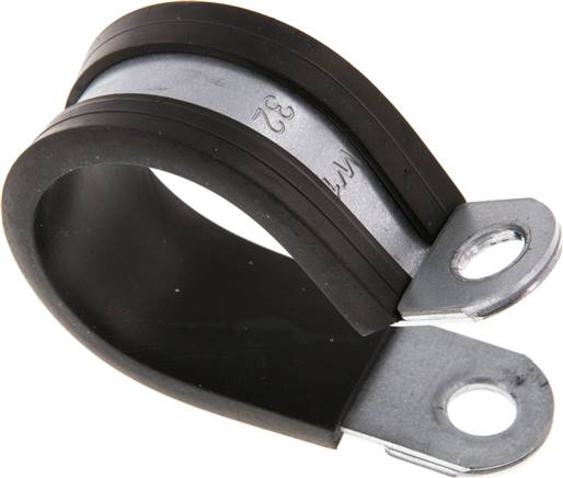 Gummiprofilierte Rohrschelle 32mm, DIN 3016-1