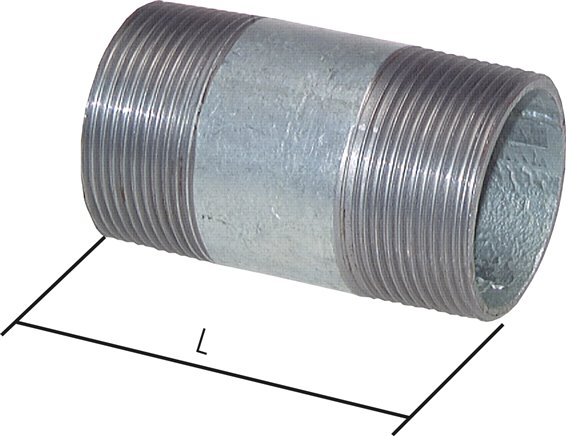 Rohrdoppelnippel R 1/4"-60mm, Stahlrohr ST 37 verzinkt
