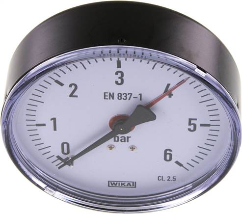 Manometer waagerecht, 100mm, 0 - 6 bar