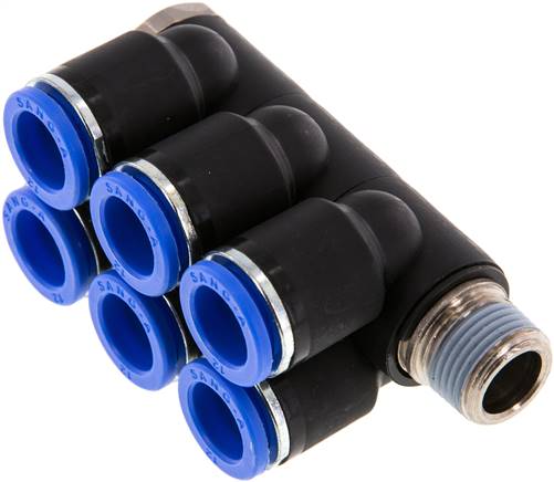 Steck-Mehrfachverteiler, 6-fach R 3/8"-12mm, IQS-Standard