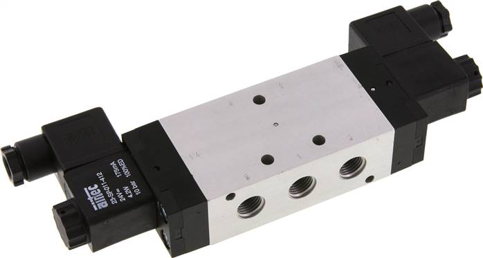 5/3-Wege Magnetventil, G 1/4", Mittelstellung entlüftet, 24 V=, NW 9