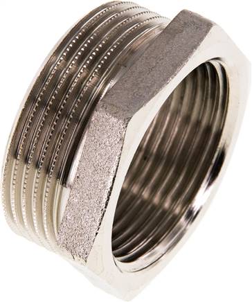 Reduziernippel G 1-1/2"(AG)-G 1-1/4"(IG), Messing vernickelt