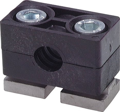 Edelstahl-Rohrschelle, 6mm, Baugröße 1, schwere Baureihe, zum Aufbau auf C-Tragschiene