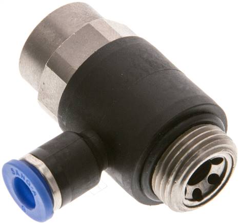 Winkel-Drosselrückschlagventil G 3/8"-6mm,abluftregelnd (Standard)