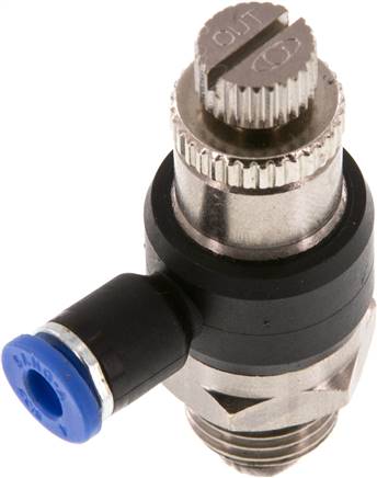 Winkel-Drosselrückschlagventil G 1/4"-4mm,abluftregelnd (Standard)