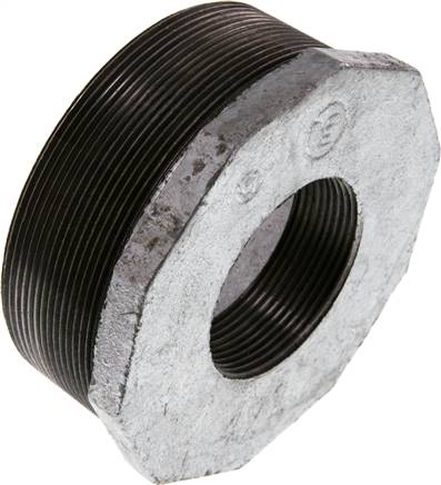 Reduziernippel R 4"(AG)-Rp 2"(IG), Temperguss verzinkt