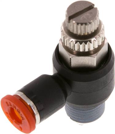 Winkel-Drosselrückschlagventil R 1/8"-4mm,zuluftregelnd