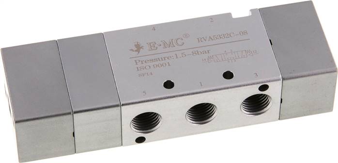 5/3-Wege Pneumatikventil, Mittelstellung belüftet, G 1/4" (Pilot G 1/8")