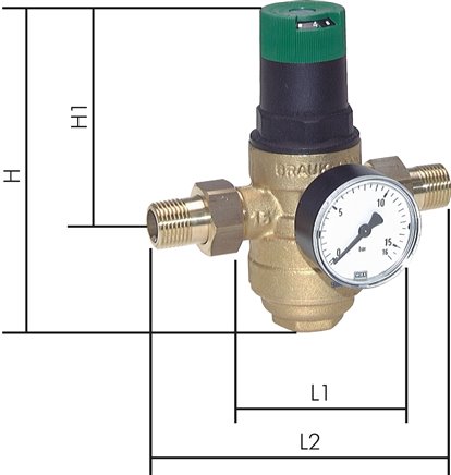 Druckminderer für Trinkwasser R 1-1/2", 1,5 - 6 bar, DVGW, PE 25bar