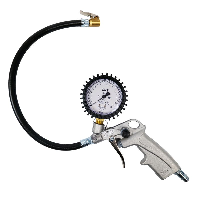 Gonfiatore per pneumatici FAIRAIR RF-G-SET, calibrato, con tubo da 37 cm + set di adattatori da 5 pezzi, FA30003