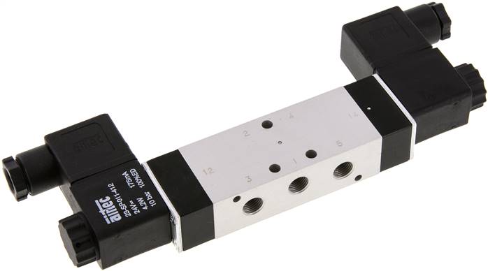 5/3-Wege Magnetventil, G 1/8", Mittelstellung belüftet, 230 V AC, NW 6