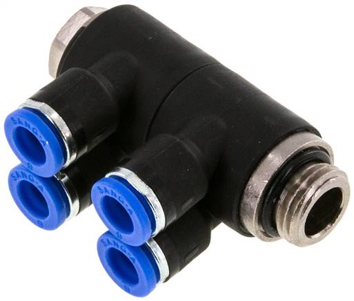 Steck-Mehrfachverteiler, 4-fach G 1/4"-6mm, IQS-Standard