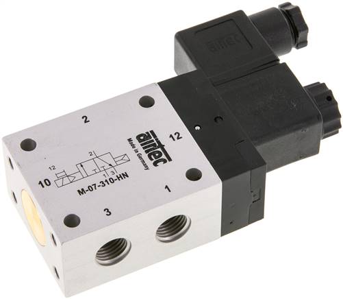 3/2-Wege Magnetventil, G 1/4", Luftfederrückstellung (NO), 115 V AC