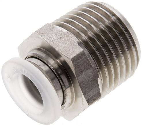 Gerader Steckanschluss R 1/2"-10mm, IQS-PP, Polypropylen mit Edelstahl-Gewinde