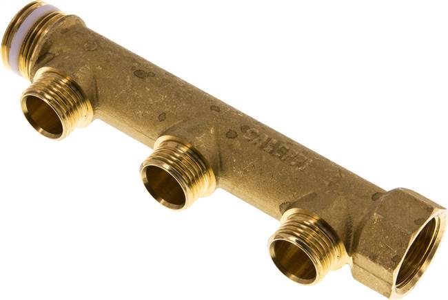 Verteilerrohr G 3/4"(IG/AG), Abgang 3 x G 1/2" (AG)