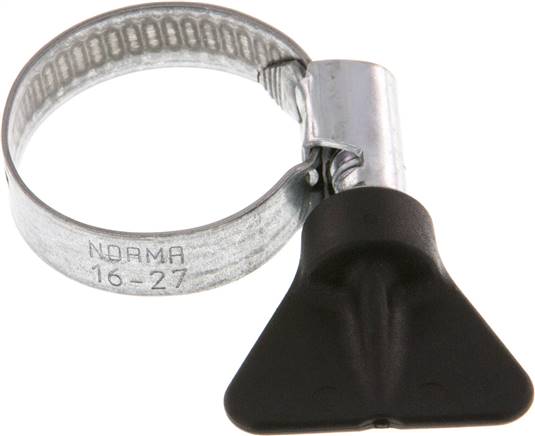 9mm Schlauchschelle 16 - 27mm, Stahl verzinkt (W1) (NORMA), SS 27 FG