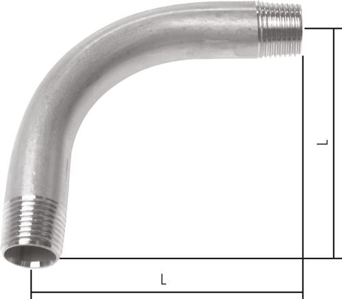 90°-Bogen R 3/8" (AG), Temperguss verzinkt