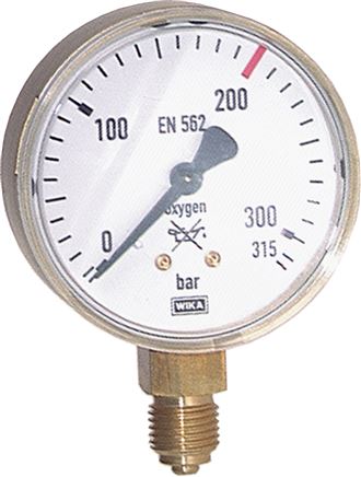 Schweißtechnik-Manometer 63mm, 0 - 400 bar, Sauerstoff (O2)