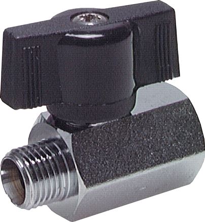 Messing-Minikugelhahn G 1/4" Innengewinde / Außengewinde, PN 15, Flügelgriff