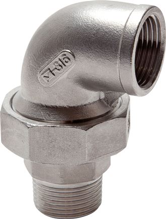 Winkel-Verschraubung flach dichtend Rp/R 3/4"(IG/AG), Edelstahl