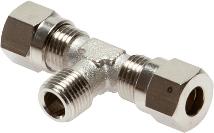 T-Schneidringverschraubung R 3/8"-8 LL (M12x1), Messing vernickelt