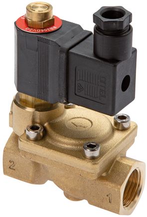 Entlastventil (NO) G 1/2" für Schraubenkompressoren, 230 VAC, Zusatzbohrung M 5 für Anschluss Steuerleitung