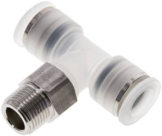 T-Steckanschluss R 3/8"-12mm, IQS-PP, Polypropylen mit Edelstahl-Gewinde