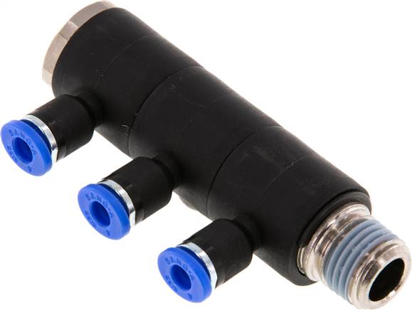 Steck-Mehrfachverteiler, 3-fach R 1/4"-4mm, IQS-Standard