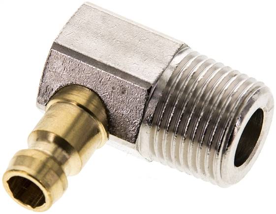 90°-Temperierkupplungsstecker 9mm Zapfen,R 3/8"(AG)