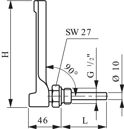 Maschinenthermometer (150mm) waagerecht/0 bis +160°C/250mm