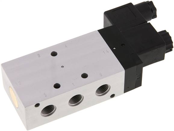 5/2-Wege Magnetventil, G 1/4", Feder, 24 V AC, NW 9