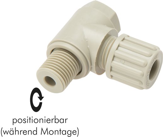 Winkel-Verschraubung G 1/8"-6x4mm, Polypropylen, Hohlschraube