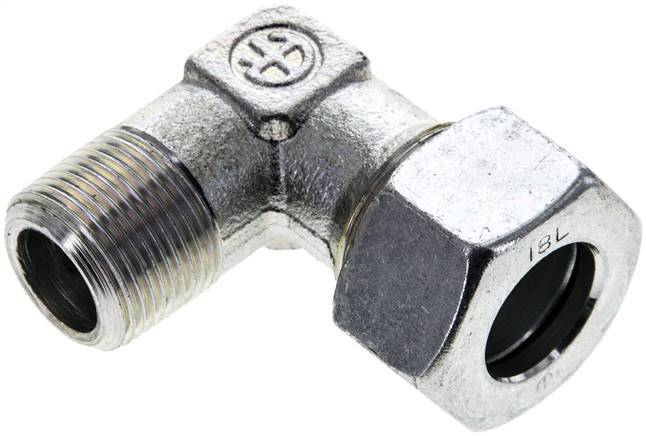 Winkel-Schneidringverschraub. M 22x1,5 (konisch)-18 L (M26x1,5), Stahl verzinkt