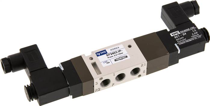 5/3-Wege Magnetventil, G 1/8", Mittelstellung entlüftet, 230 V AC