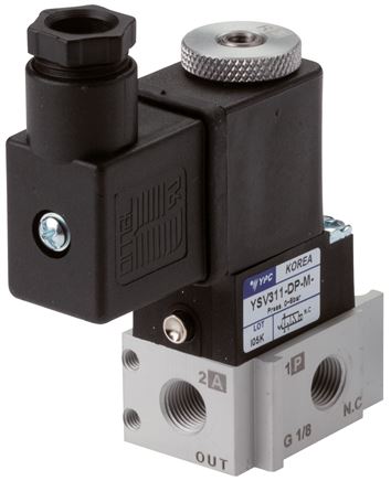 3/2-Wege Magnetventil, G 1/8" (Abluft M5), Federrückstellung (NC), 24 V=