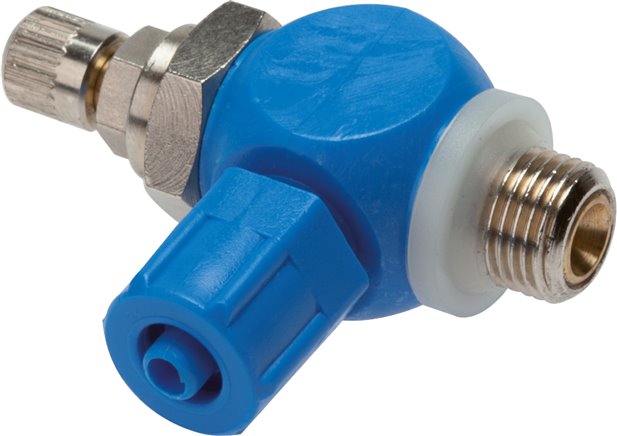 Drosselrückschlagventil G 1/4"-8 x 6mm, zuluftregelnd (A), Kunststoff, Rändelschraube und Kontermutter