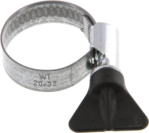 12mm Schlauchschelle 20 - 32mm, Stahl verzinkt (W1) (NORMA) mit Flügelgriff