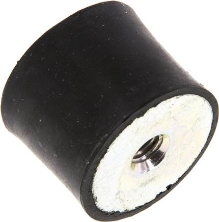 Gummi-Metall-Puffer einseitig mit Innengewinde M 6 (6 tief), D= 25 - H= 20 mm