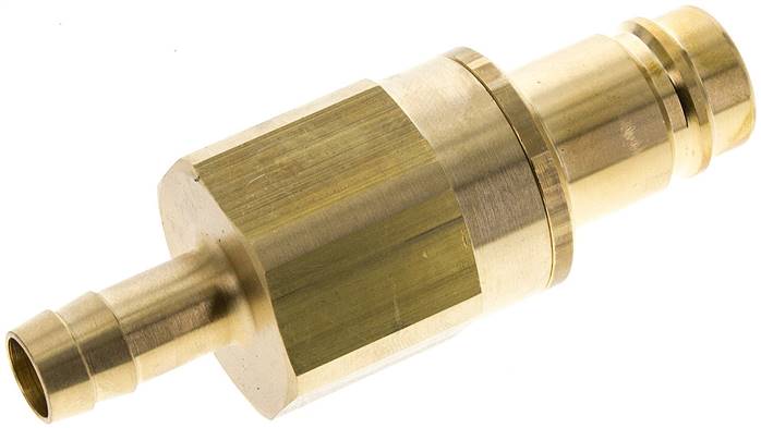 Kupplungsstecker (NW15) 13 (1/2")mm Schlauch, Messing, beidseitig absperrend