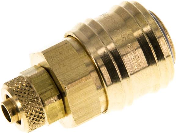 Schnellkupplung (NW7,2) 8x6mm Schlauch, Messing, für Stecker beidseitig absperrend