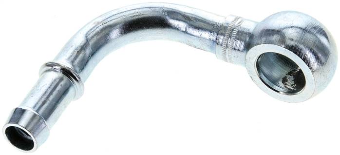 90°-Schlauchnippel 16mm Ring, 11 - 12mm, Stahl verzinkt