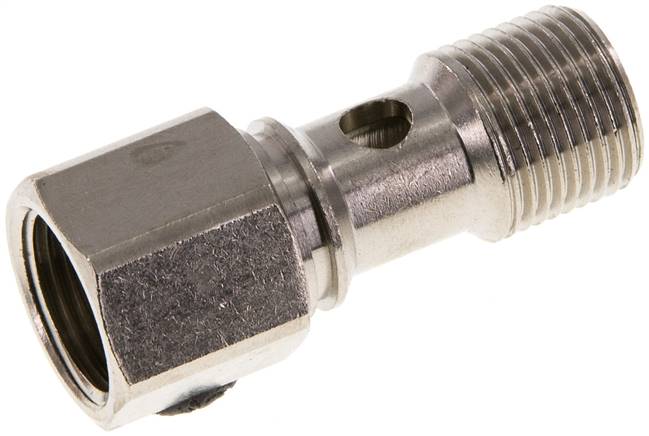 Hohlschraube, 1-fach Innengew. G 3/8"-32,0mm, Messing vernickelt