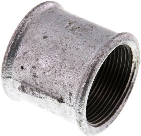 Rundmuffe Rp 1-1/2"-Rp 1-1/2", Temperguss verzinkt