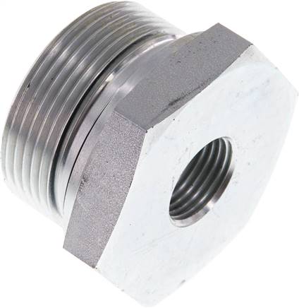 Hydraulik-Reduzierung G 1-1/2"(AG)-G 1/2"(IG), Stahl verzinkt, Elastomerdichtung