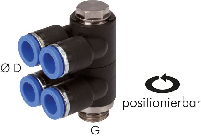 Steck-Mehrfachverteiler, 6-fach G 3/8"-12mm, IQS-Standard