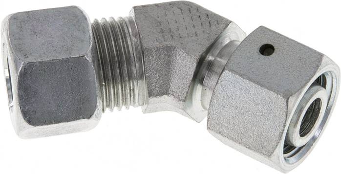 Einstellb. 45°-Schneidringverschraubung 12 L (M18x1,5), Stahl verzinkt, mit Dichtkegel und O-Ring