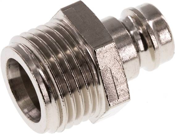 Temperierkupplungsstecker 13mm Zapfen,G 1/2"(AG), beidseitig absperrend