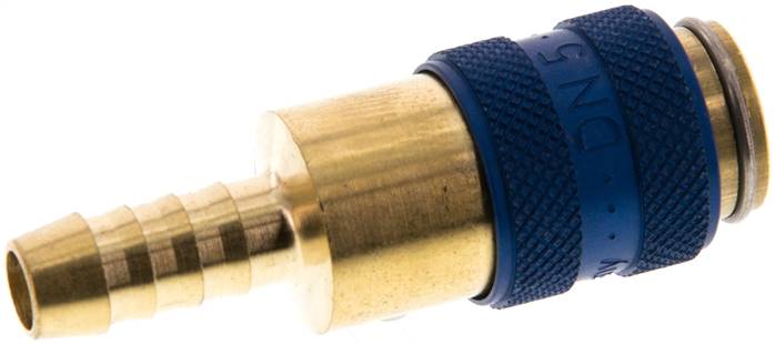 Schnellkupplung (NW5) 6 (1/4")mm Schlauch, Messing, blau