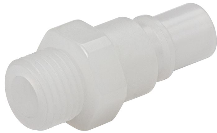 Kupplungsstecker (NW7,2) G 3/8", PVDF absperrend (AG)