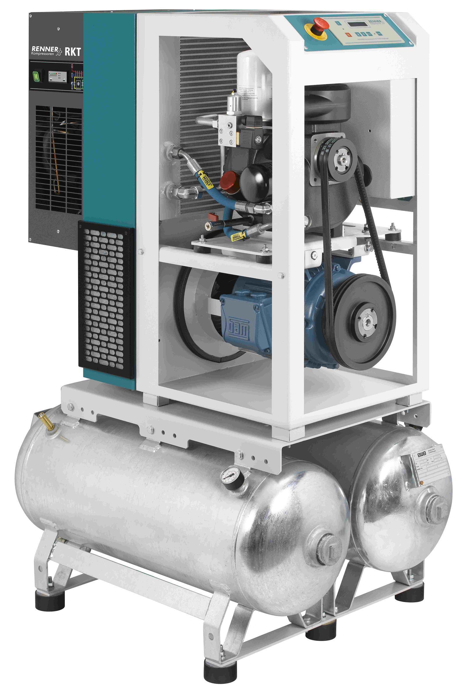 RENNER-Kompressor RSDKF-PRO 7,5 2x90L Behälter inkl. Kältetrockner - frequenzgeregelte Schraube